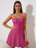 Lace-up corset mini dress - View 7 | WEUXS