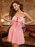 Lace-up corset mini dress - View 13 | WEUXS