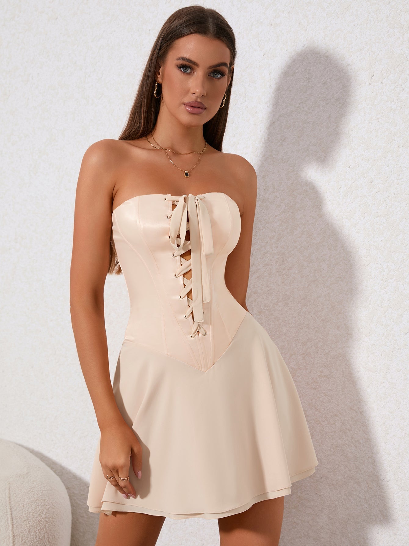 Lace-up corset mini dress - View 21 | WEUXS