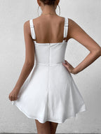 white bow detail mini dress back view