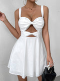 white bow detail mini dress front view
