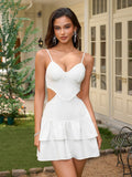 Mini fit and flare dress with sweetheart neckline and cut-out detail - View 6 | WEUXS