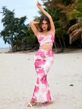 Floral print mermaid maxi dress - View 6 | WEUXS