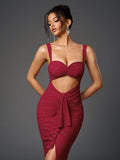 Sparkly mesh maxi dress with sweetheart neckline and ruched bodice - View 6 | WEUXS