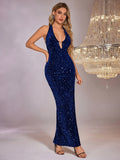 Sequin halter neck maxi dress - View 9 | WEUXS