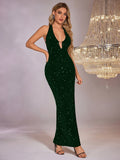 Sequin halter neck maxi dress - View 21 | WEUXS