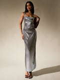 misty gold metallic cut out bodycon dress#color_grey
