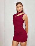 Cut Out Ruched Twist Front Mini Dress - View 6 | WEUXS