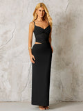 Blue Maxi Dress with Cut-Out Detail - View 7 | WEUXS