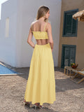Blue tiered maxi dress with spaghetti straps and cut-out detail - View 14 | WEUXS
