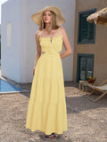 Blue tiered maxi dress with spaghetti straps and cut-out detail - View 17 | WEUXS