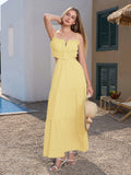Blue tiered maxi dress with spaghetti straps and cut-out detail - View 13 | WEUXS