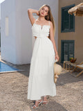 Blue tiered maxi dress with spaghetti straps and cut-out detail - View 7 | WEUXS
