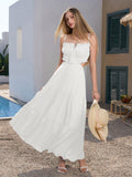 Blue tiered maxi dress with spaghetti straps and cut-out detail - View 10 | WEUXS
