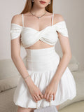 White Cut Out Twist Front Mini Dress - View 6 | WEUXS