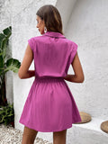 Back view of pink sleeveless mini dress