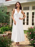 Black V-Neck Midi Dress with Bow Tie Detail - View 7 | WEUXS
