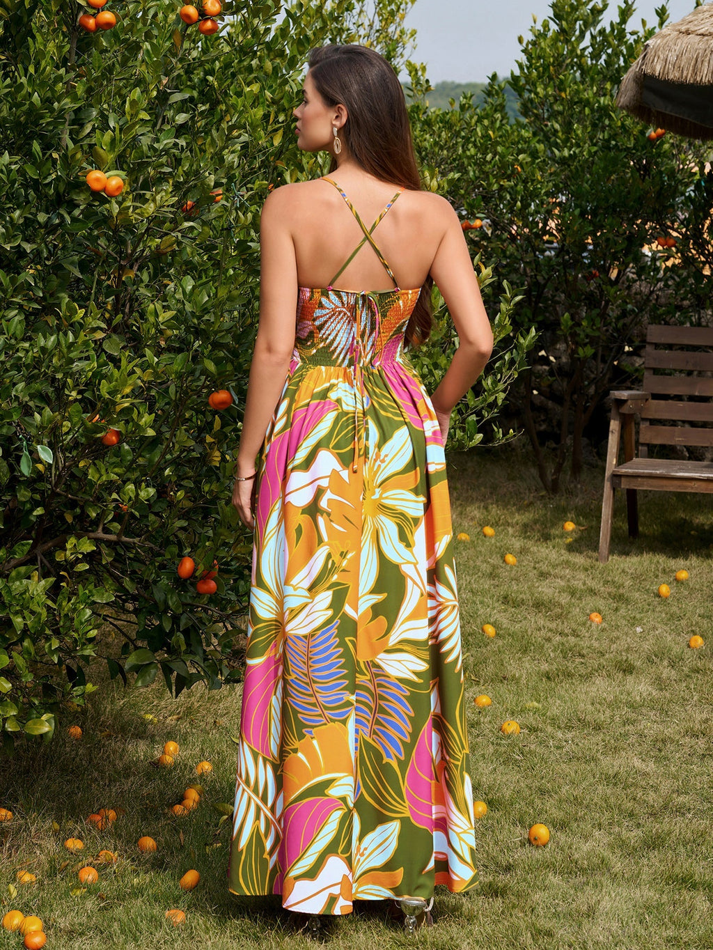 Floral print maxi dress - View 8 | WEUXS