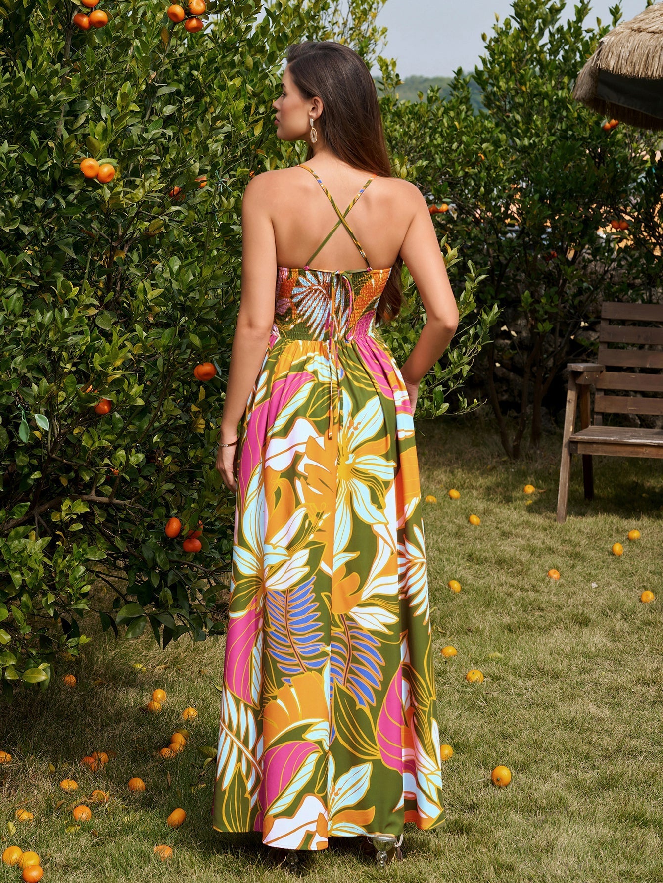 Floral print maxi dress - View 8 | WEUXS