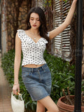 Polka dot tie front top - View 6 | WEUXS