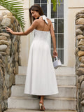 Blue maxi halter neck dress - View 12 | WEUXS