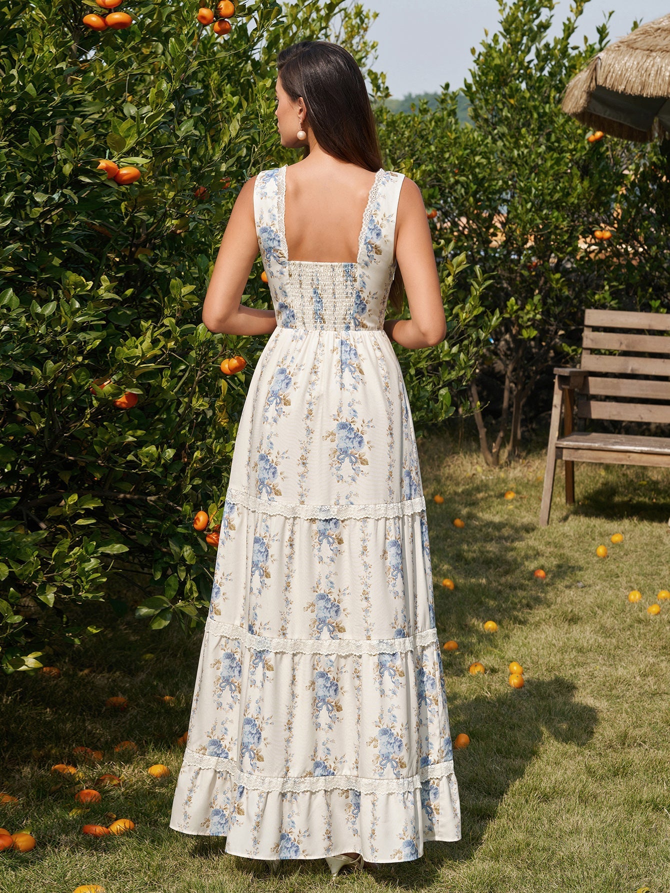 Floral print maxi dress - View 8 | WEUXS