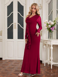 Draped Collar Ribbon Trim Maxi Dress - View 9 | WEUXS