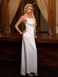 draped neck backless decoration trim satin cami dress#color_white