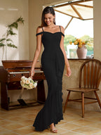 Ruched Sleeve Draped Asymmetrical Hem Mesh Dress#color_black
