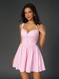 Gingham Print Fit and Flare Dress - View 18 | WEUXS