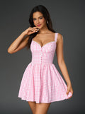 Gingham Print Fit and Flare Dress - View 13 | WEUXS
