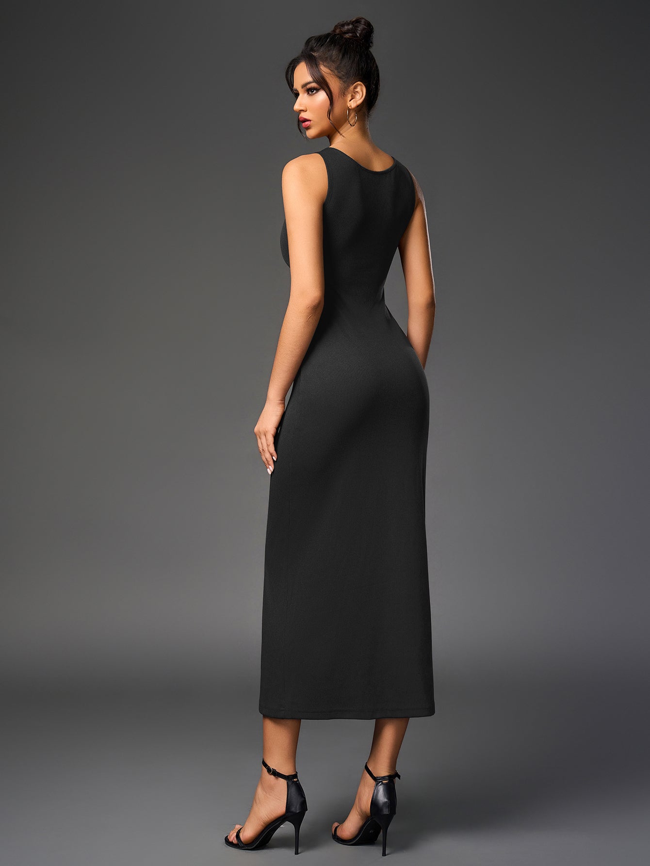 Sleeveless button midi dress - View 8 | WEUXS