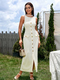 Sleeveless button midi dress - View 6 | WEUXS
