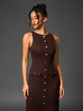 Sleeveless button midi dress - View 18 | WEUXS