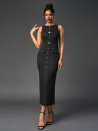 Sleeveless button midi dress - View 11 | WEUXS