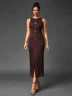 Sleeveless button midi dress - View 17 | WEUXS