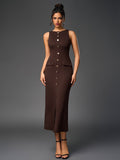 Sleeveless button midi dress - View 13 | WEUXS