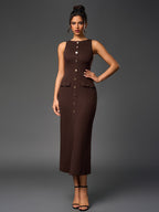 Sleeveless button midi dress - View 16 | WEUXS