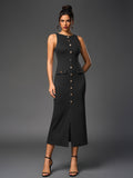 Sleeveless button midi dress - View 9 | WEUXS