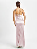 Satin evening gown with embellished straps - View 14 | WEUXS