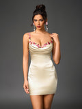 Satin Mini Dress with Embellished Straps - View 18 | WEUXS