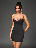 Satin Mini Dress with Embellished Straps - View 10 | WEUXS