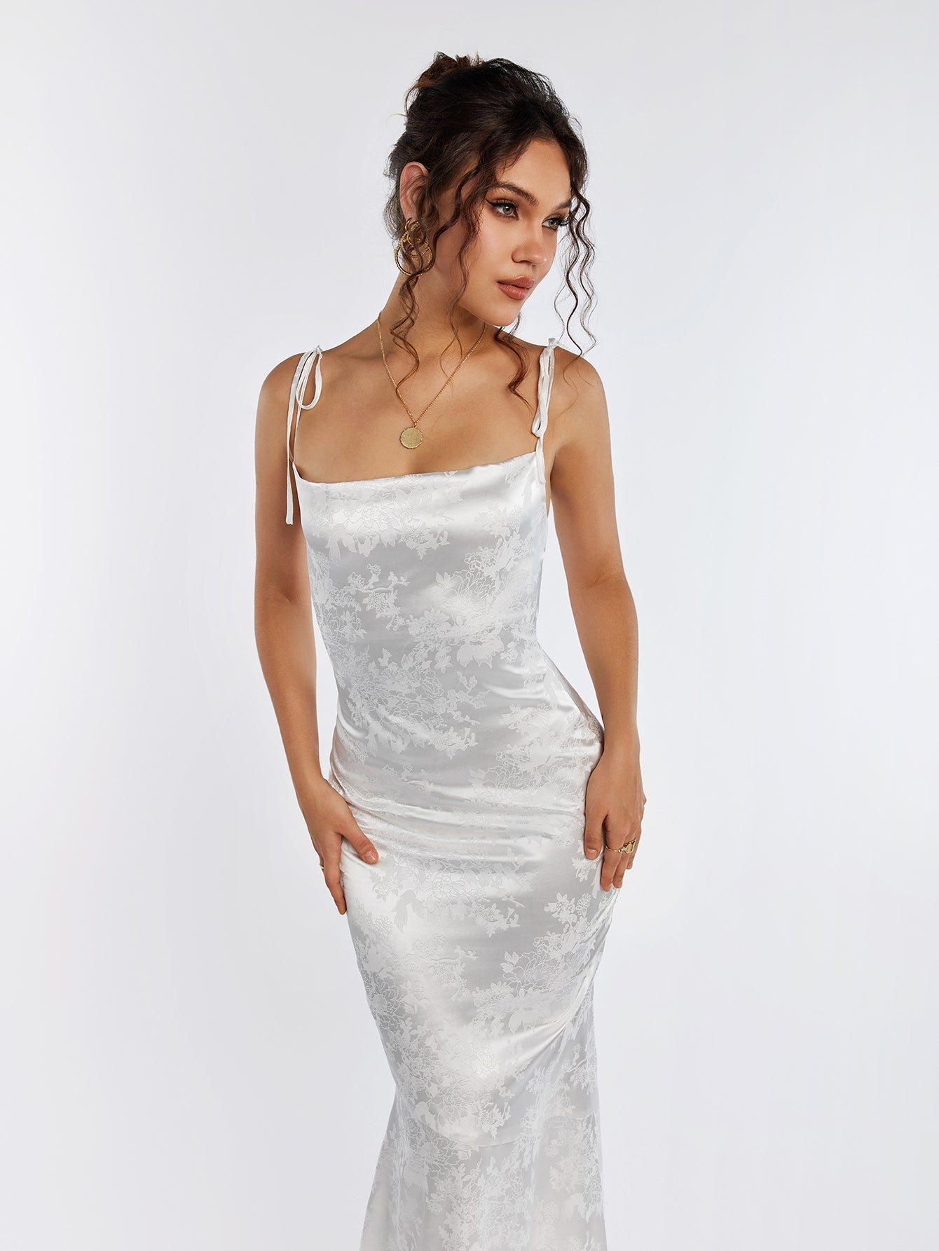 Floral Jacquard Maxi Dress - View 18 | WEUXS