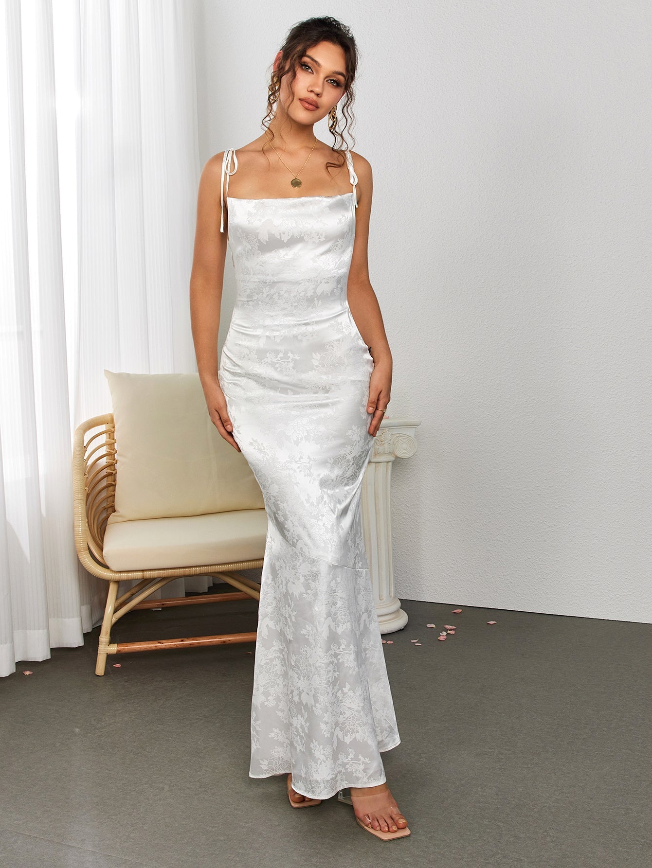 Floral Jacquard Maxi Dress - View 16 | WEUXS
