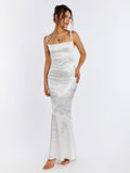 Floral Jacquard Maxi Dress - View 15 | WEUXS