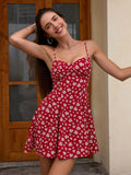 Floral print fit and flare mini dress - View 13 | WEUXS