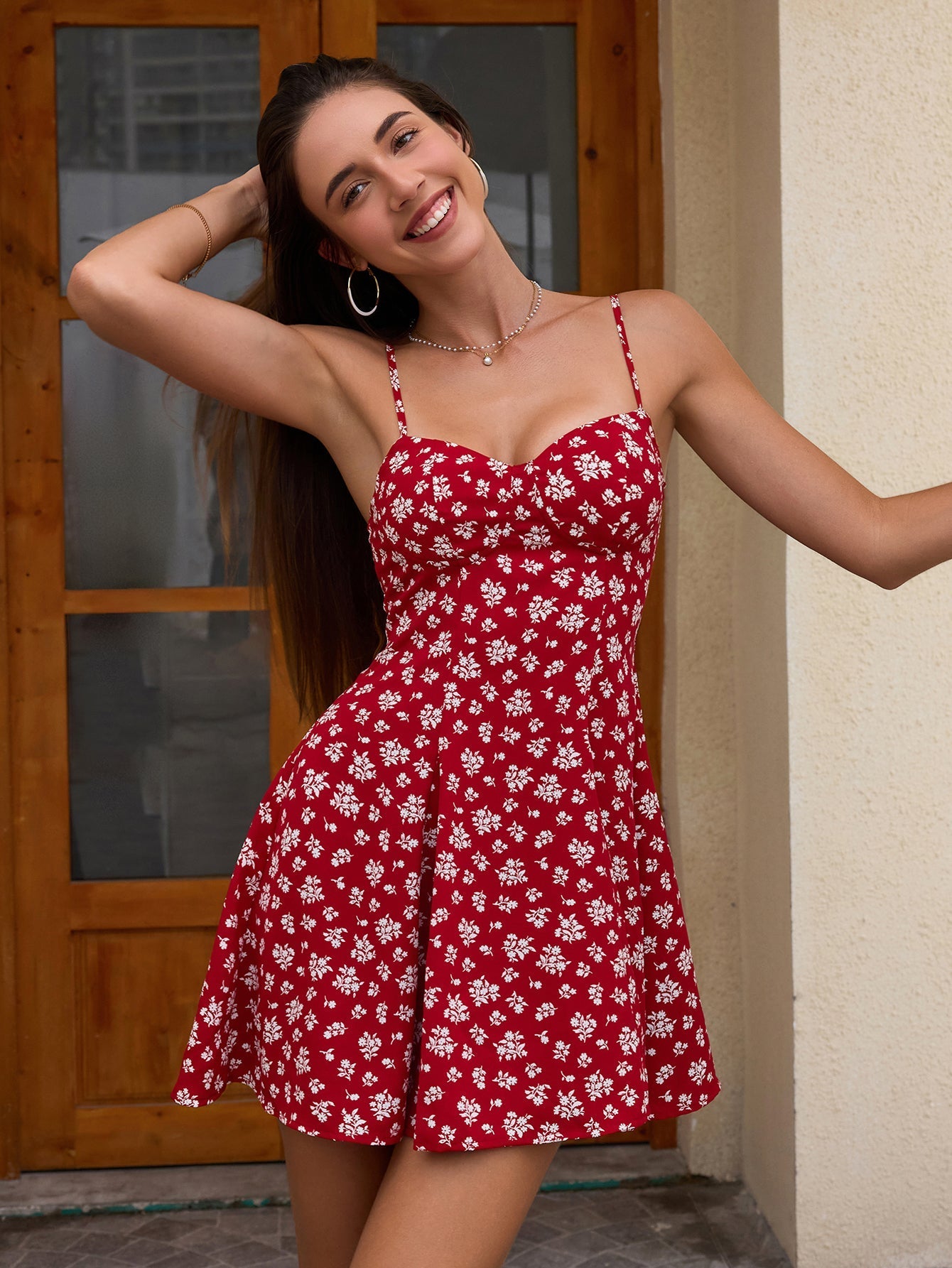 Floral print fit and flare mini dress - View 13 | WEUXS