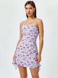Floral print ruched side mini dress - View 12 | WEUXS