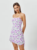 Floral print ruched side mini dress - View 10 | WEUXS