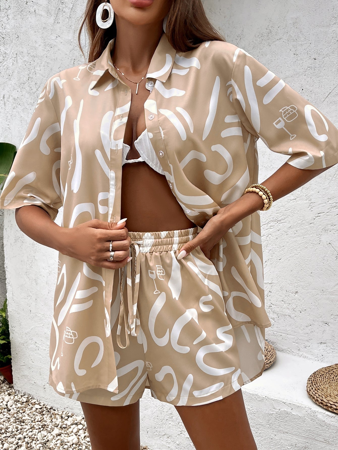 Floral print shirt and shorts set - View 18 | WEUXS